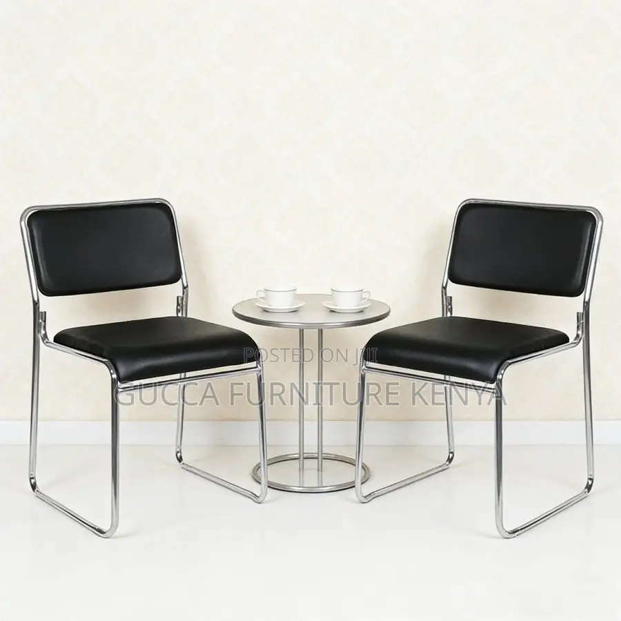 Armless Leather Cushioned Guest Office Seat