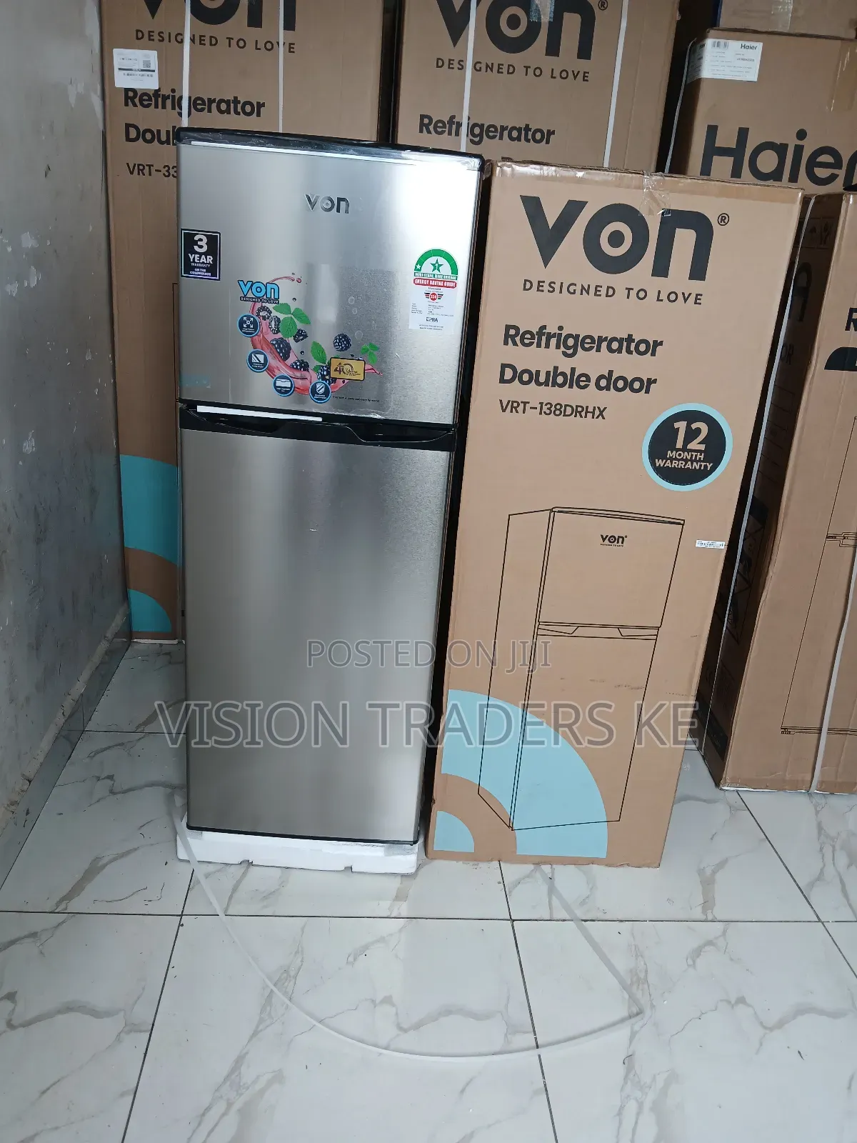 Von 138litres Double Door Direct Cool Refrigerator-Freezer