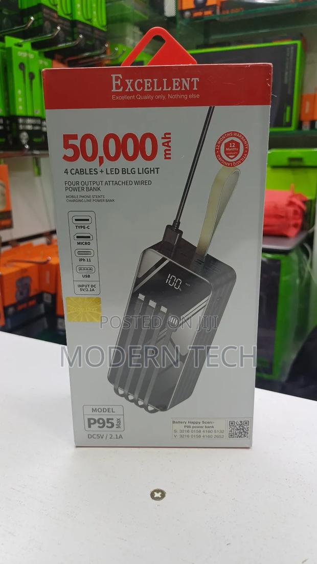 Excellent 50000 Mah Super Fast Powerbank With 4 Cables