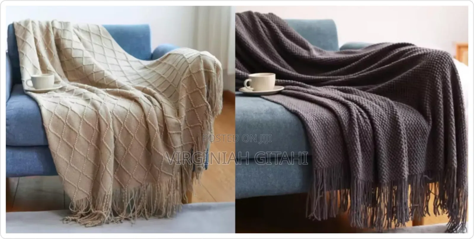 Green, Brown ,GreyThrow Blanket