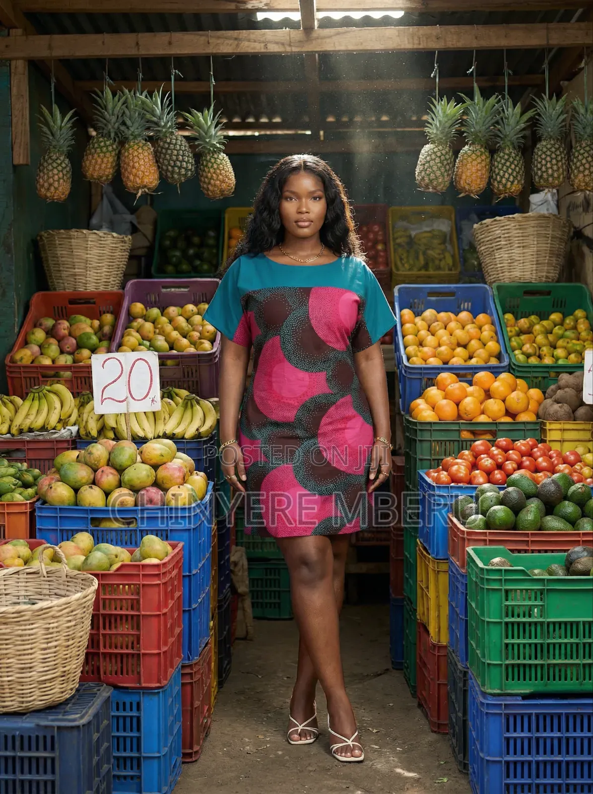 Drop Shoulder Ankara Shift Dress With Circular Pattern