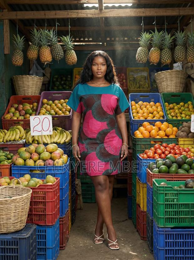 Drop Shoulder Ankara Shift Dress With Circular Pattern