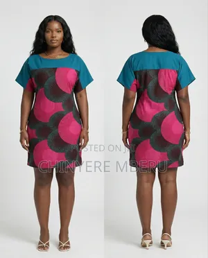 Drop Shoulder Ankara Shift Dress With Circular Pattern