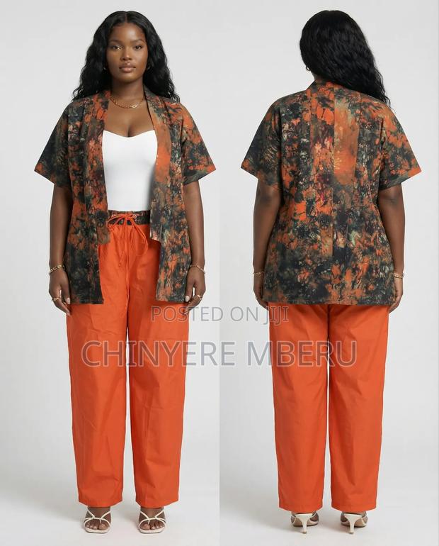 Orange and Tie Dye Kimono Top With Pant - thumbnail 3