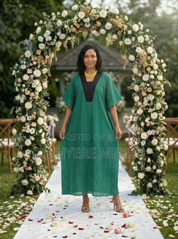 Turquoise Cotton Lace Butterfly Kaftan