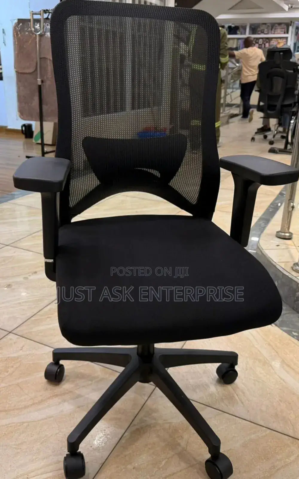 Black Ergonomic Mesh Office Chair ~ Mid Back, Lumbar Support