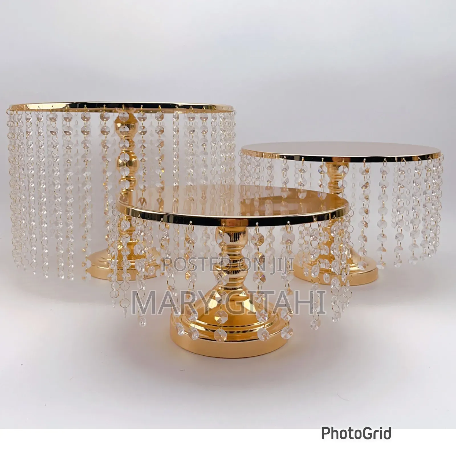 3pcs Beaded Iron Top Cake Stand