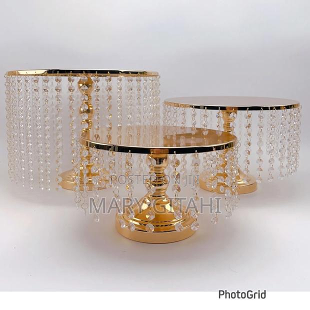3pcs Beaded Iron Top Cake Stand - main view