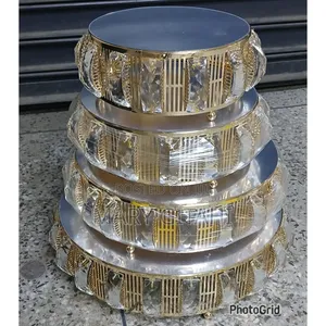 4pcs Iron Top With Crystals Cake Stand