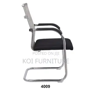 Office Chairs; Black Office Visitor Mesh Chair With Sled Base