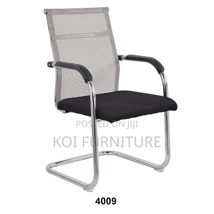 Office Chairs; Black Office Visitor Mesh Chair With Sled Base