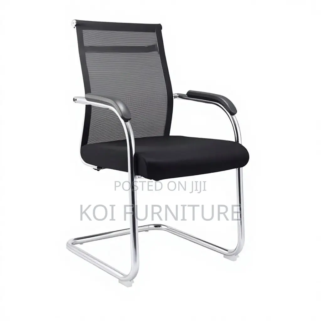 Office Chairs; Black Office Visitor Mesh Chair With Sled Base