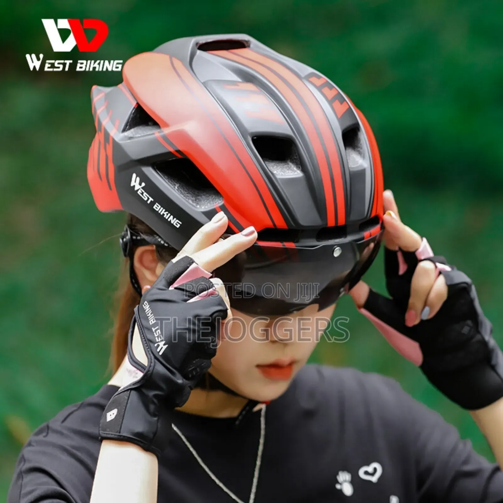 West Biking Bicycle Helmet With Taillight Goggles Sun Visor Lens