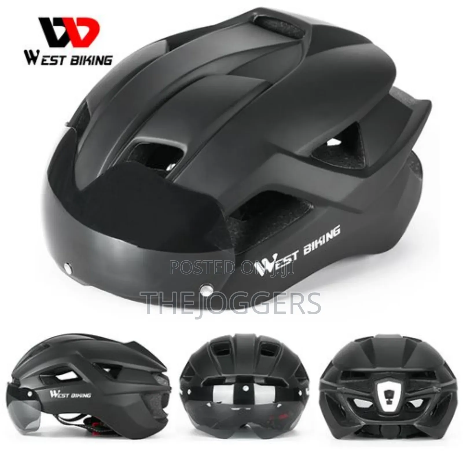 West Biking Bicycle Helmet With Taillight Goggles Sun Visor Lens