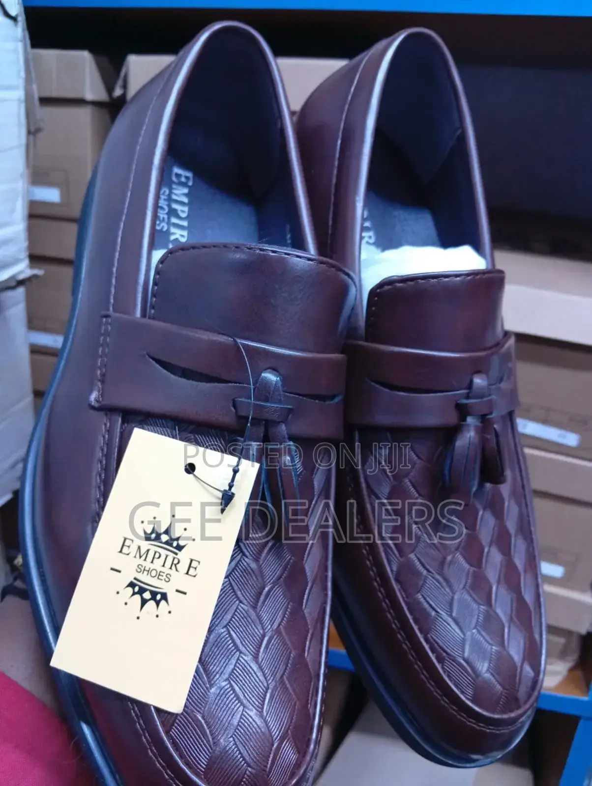 Empire Dark Tan Official Shoes, Slip-on Official Shoes