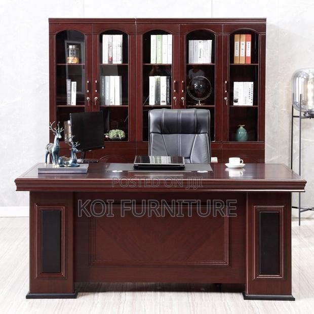 Office Desk; Executive 1.8m Mahogany Functional Office Desk