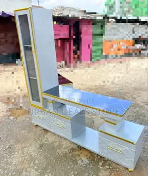 Executive Modern Tv Stand With Marble Coating and Shelf Cabinet