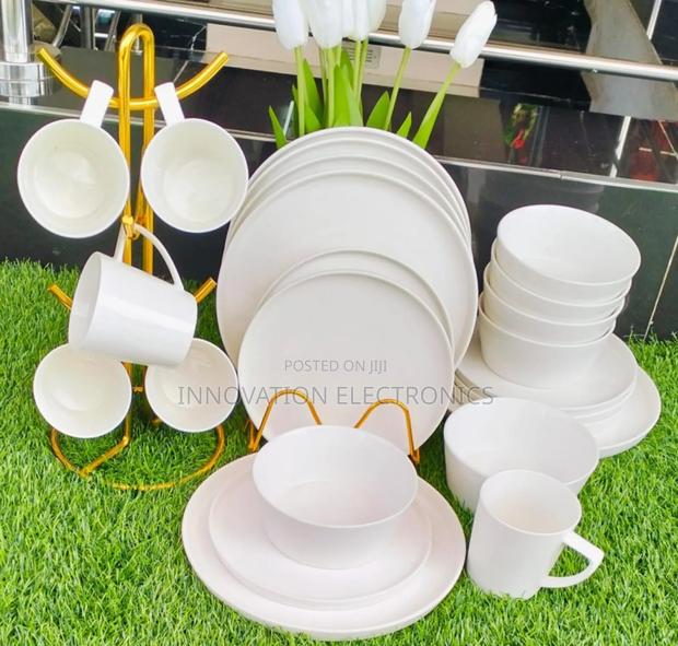 24 Pieces White Plain Dinner Set