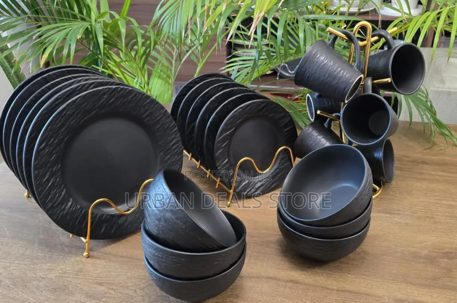 24 Pieces High Quality Black Dinner Modern Set