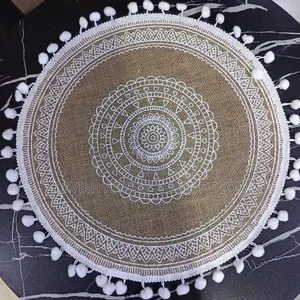 6 Pc Round White Boho Table Mat