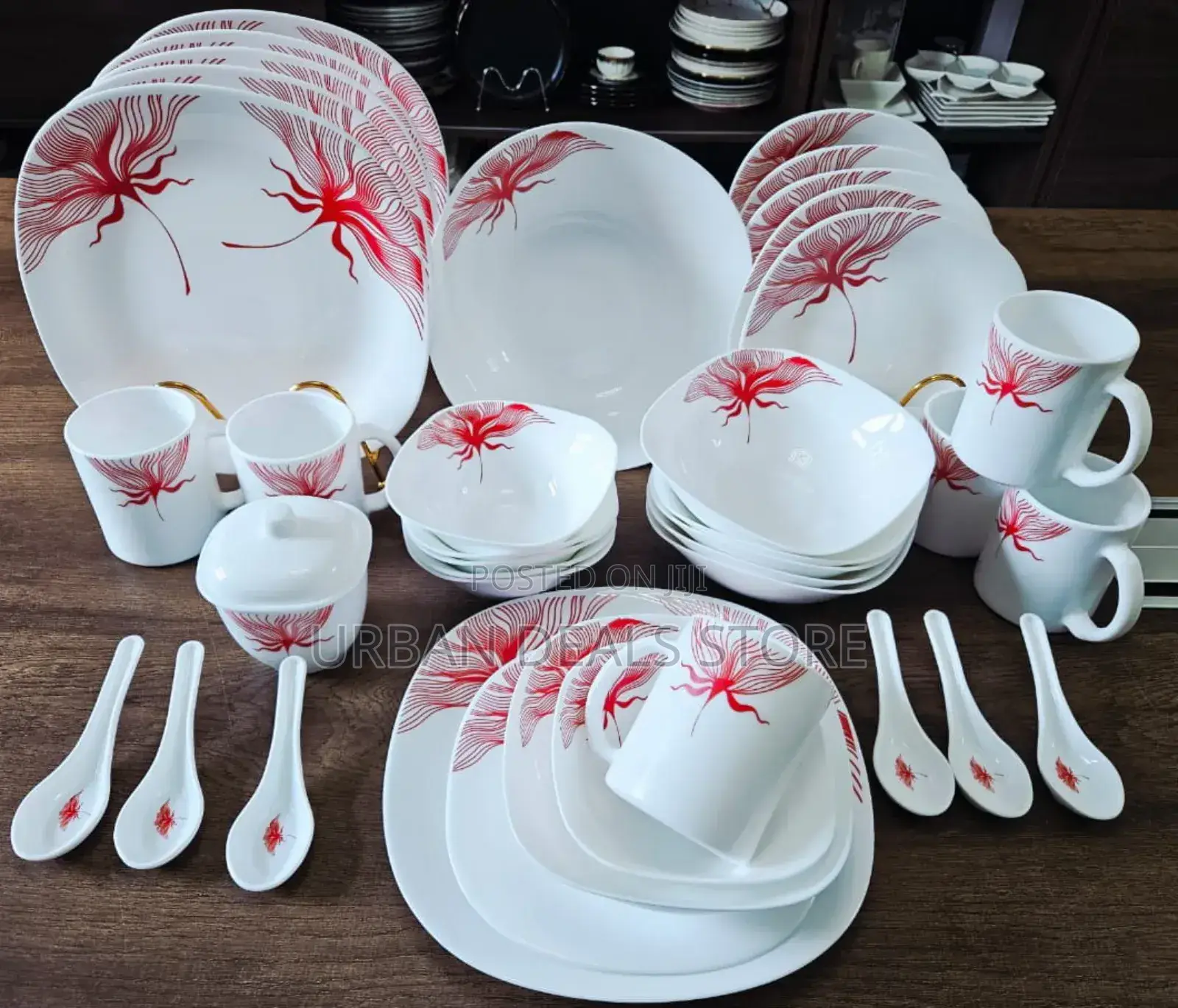 39 Pieces Square Opal Glass Modern Dinner Set