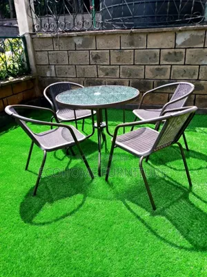4 Seater Balcony Set Made of Rattan and Metal