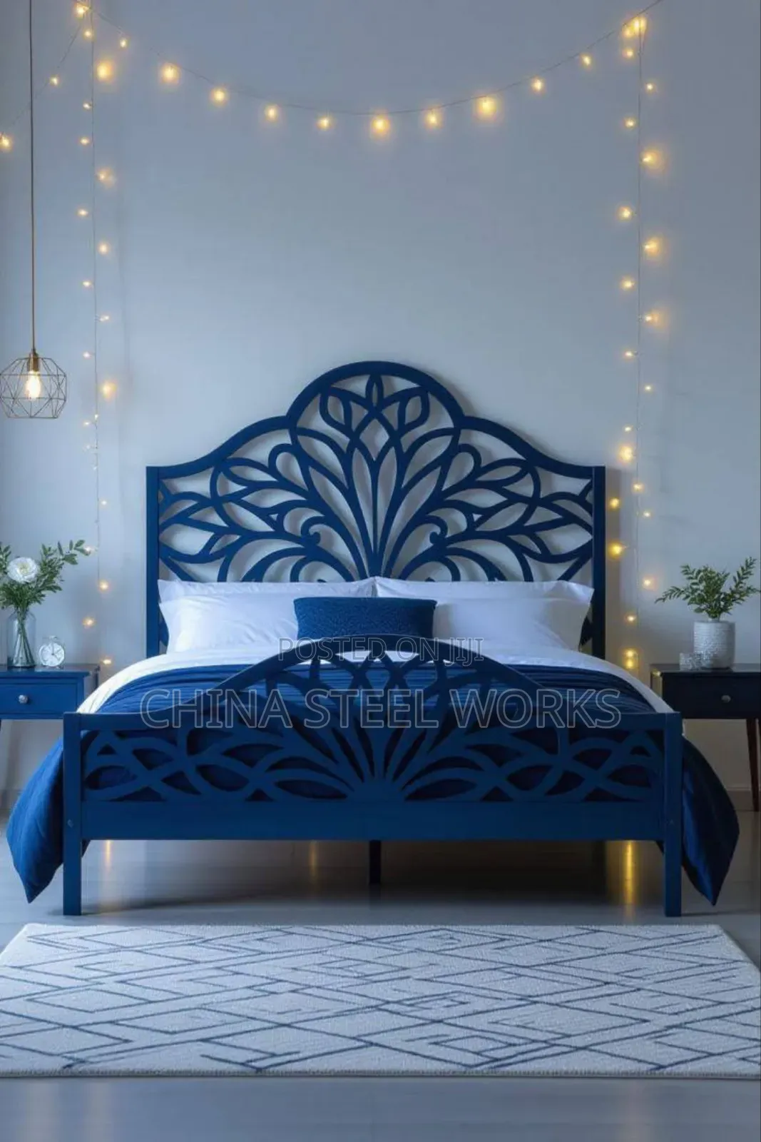 Metalic Flowerd Head Rest Bed