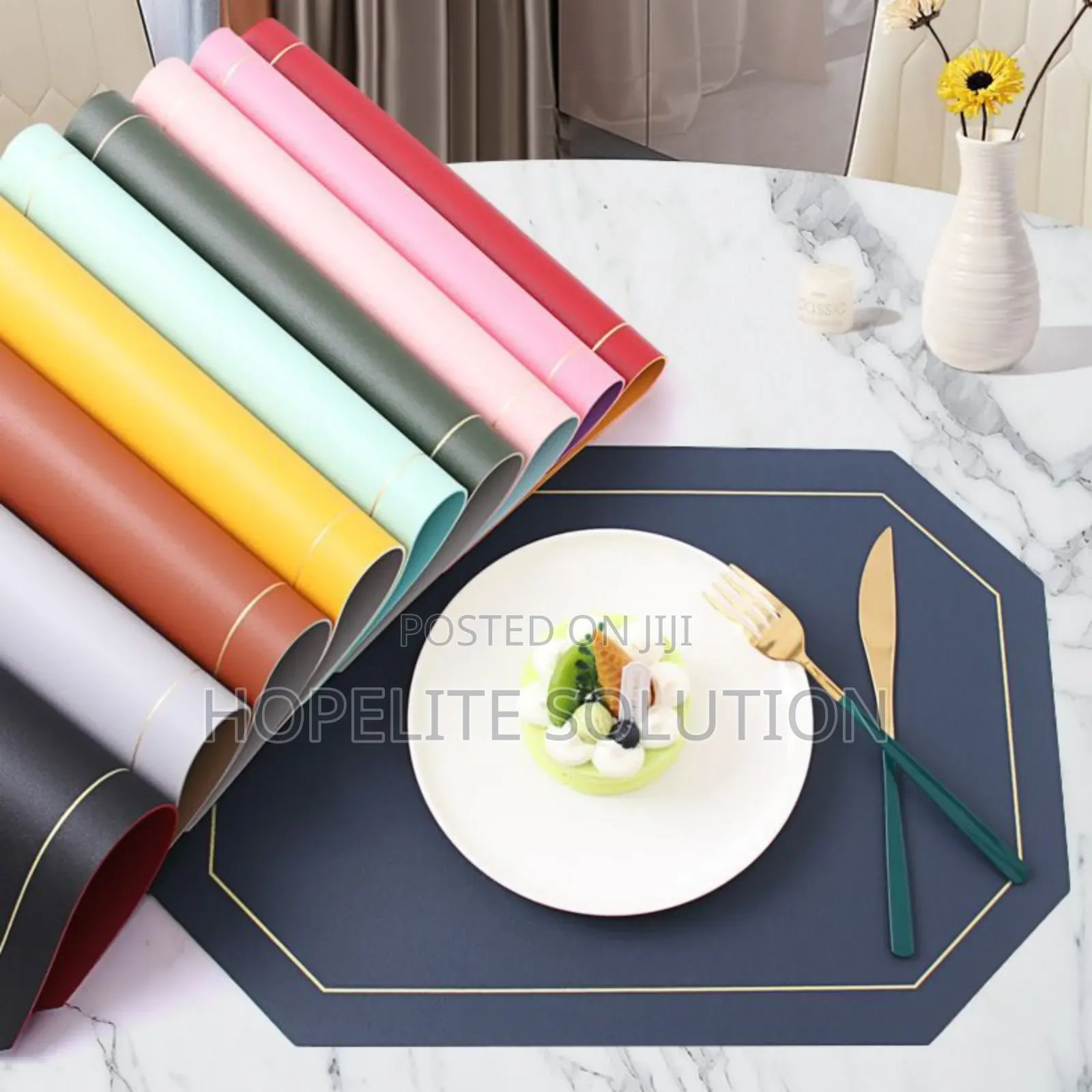 6 PCS Double Sided Pu Leather Nordic Style Antislip Tablemats