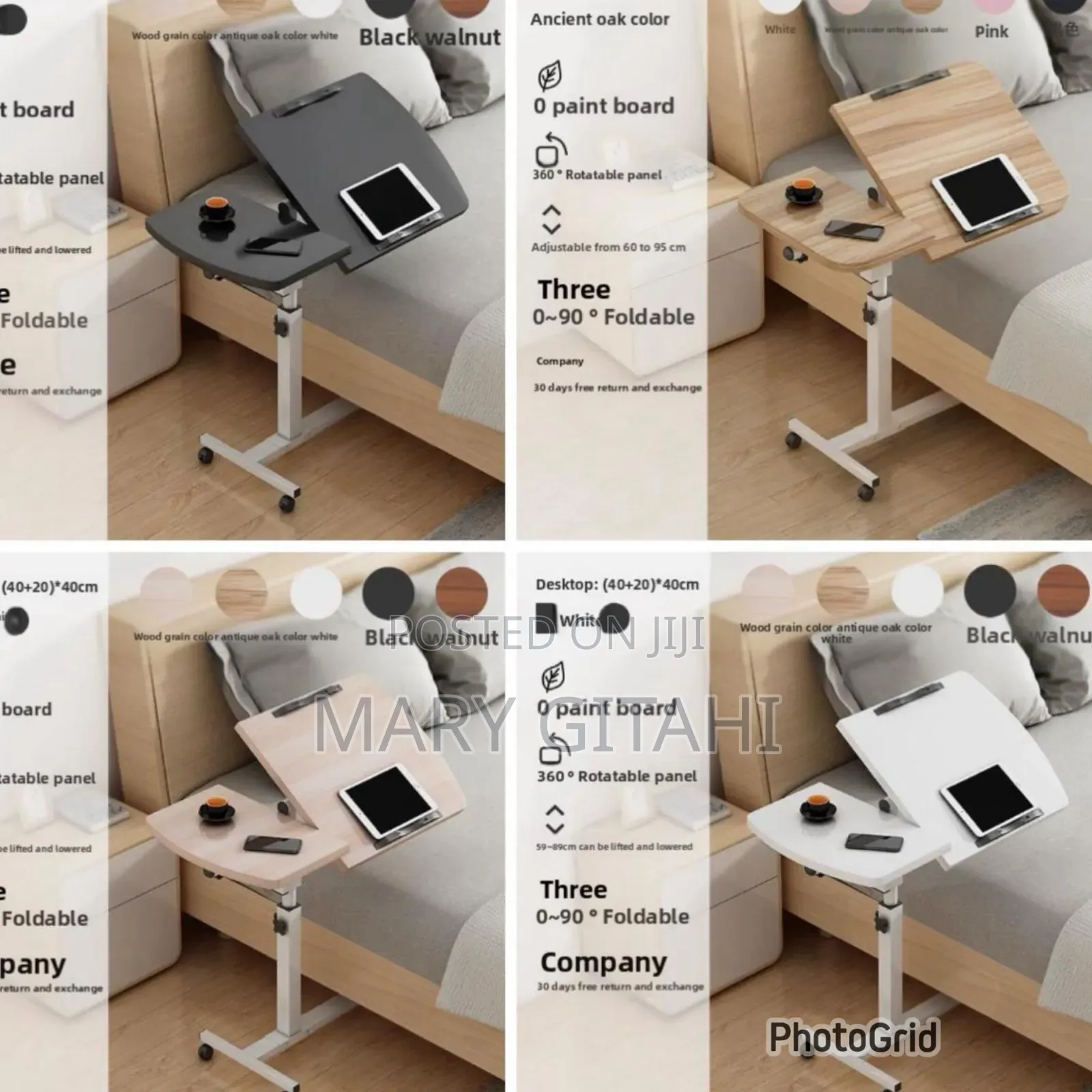 Adjustable Laptop Desk With Wheels, Rotating Standing