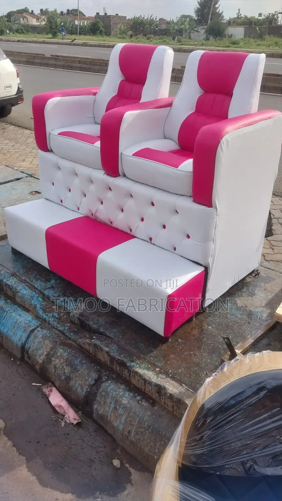Pedicure 2 Seaters White and Pink
