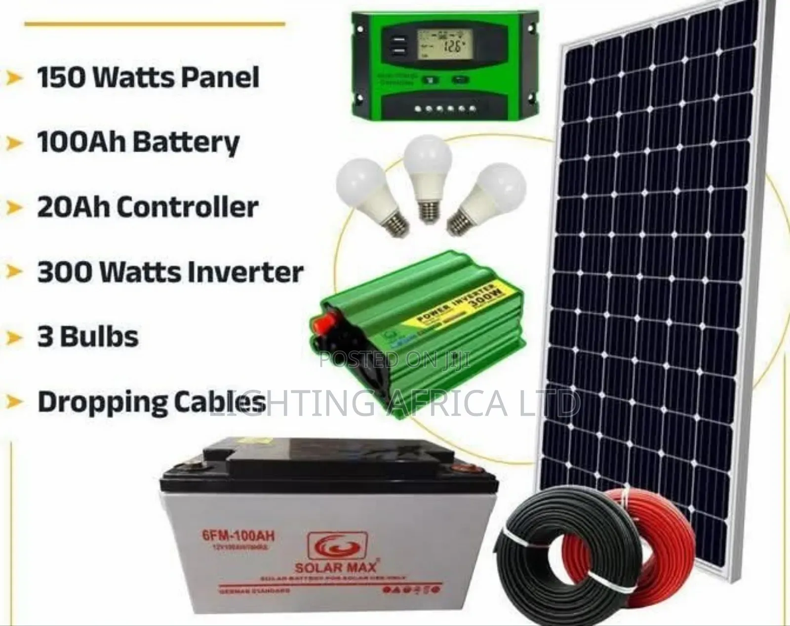 Special Offer 150w Full Kit -100ah Gel Battery - 300w Inverter Package