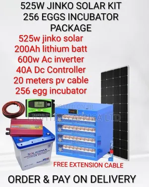 256 Eggs Incubator - 525w Jinko Solar Package - 200ah Lithium Battery