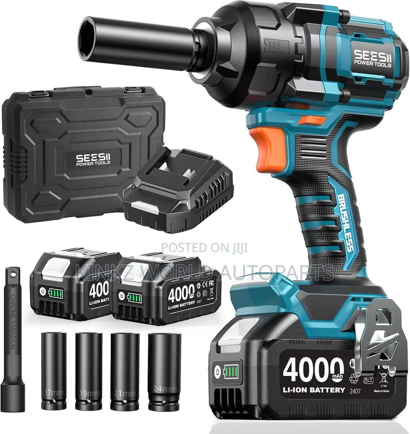 Mechanic Tool Box 21v Electric Impact Wrench Brushless Torque Ratchet