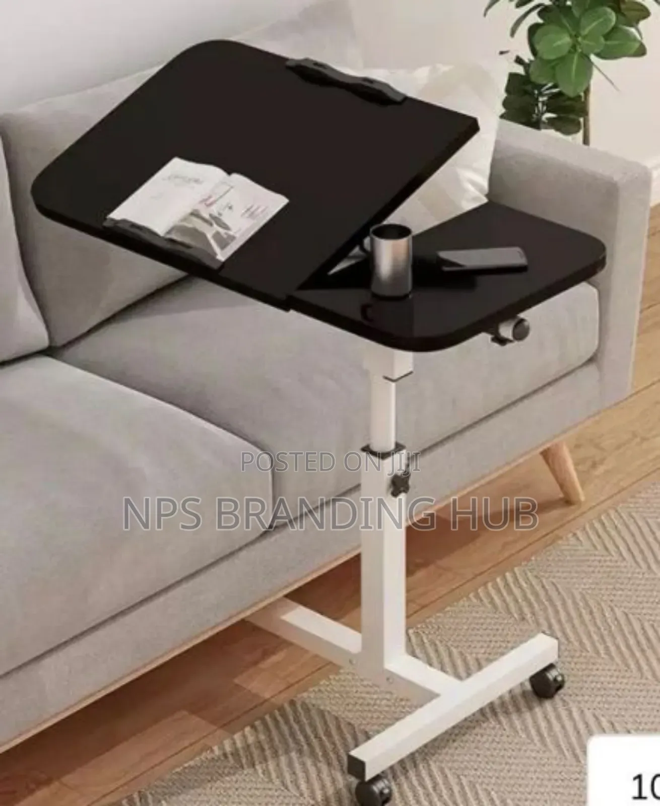 Adjustable Overbed Laptop Table With Wheels Rolling Bedside Desk Hp