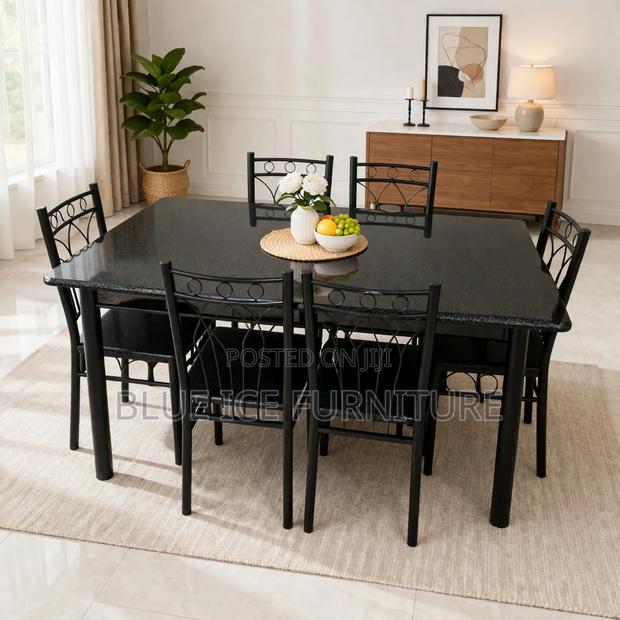 6 Seater Metallic Dining Table - main view
