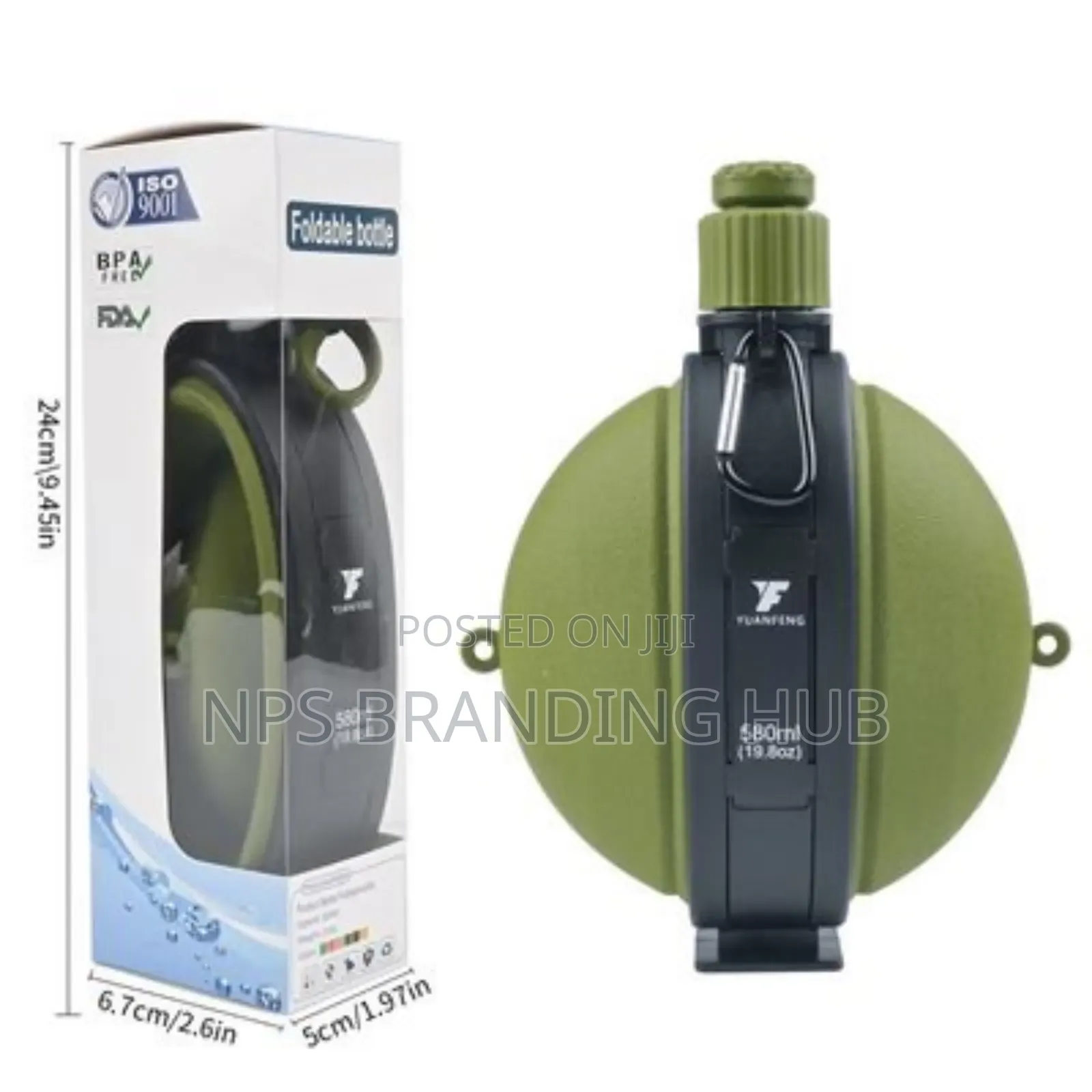 Foldable Silicone Water Bottle With Compass Capacity 580mls Cn