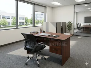 Efficient Office Desk With Mesh Chairs