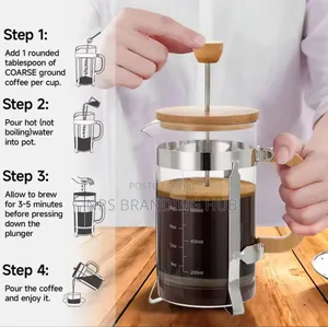 Wooden Lid Handle French Press Coffee Maker 800ml Ao