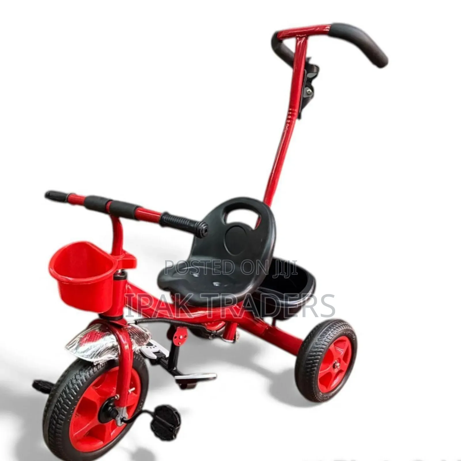 Tricycle With Push Handle Red