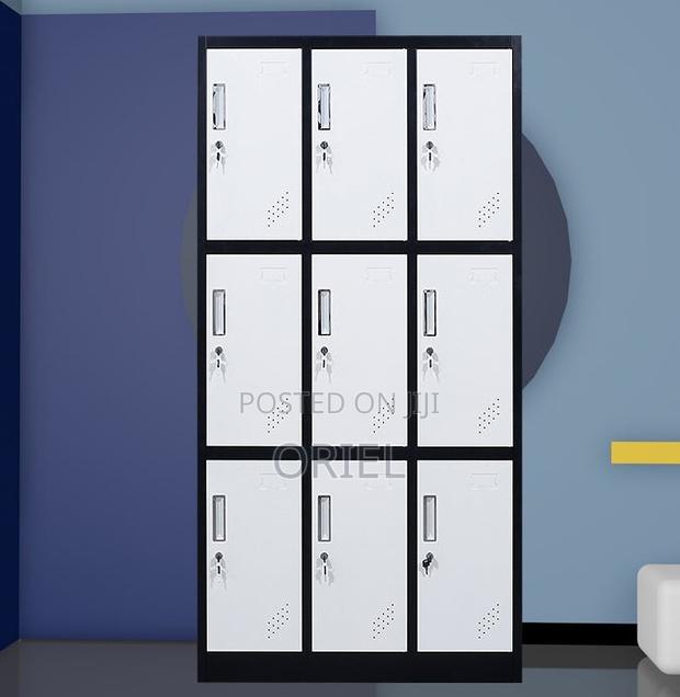 Office Cabinets:- Modern 9-Locker Staff Storage Cabinet - thumbnail 4