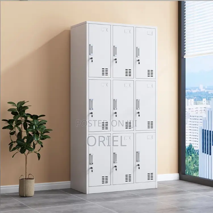 Office Cabinets:- Modern 9-Locker Staff Storage Cabinet