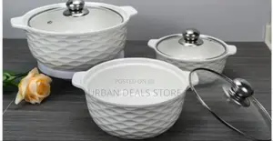 Set of 3 Durable and Stylish White Soup Pots