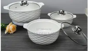 Set of 3 Stylish White Soup Pots