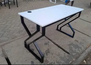 Metallic Office Desk With White MDF Top
