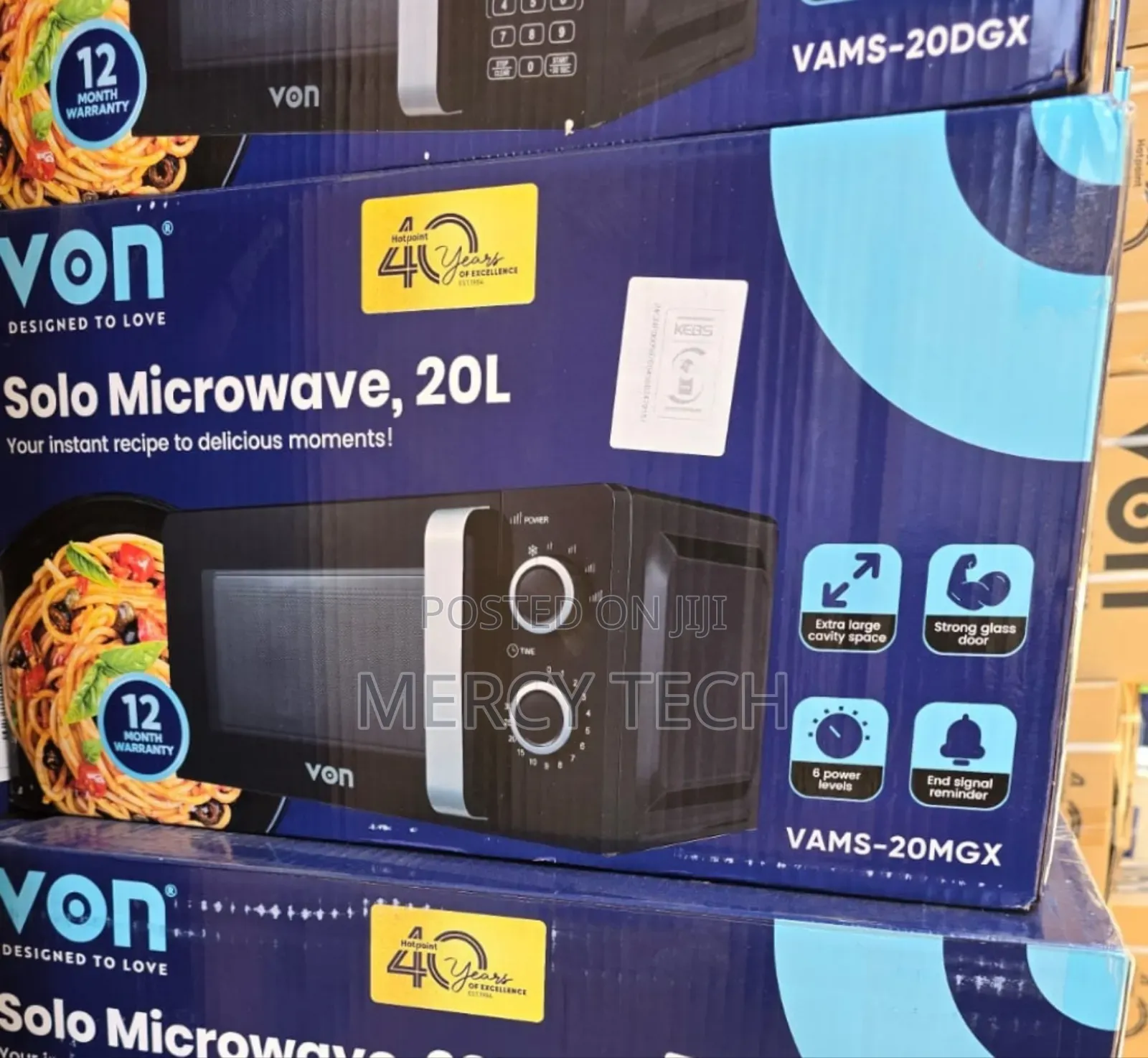 Von Vams-20mgx 20l Manual Solo Microwave