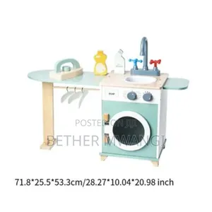 Miniature Wooden Laundry Station Kids Play Set