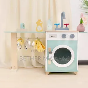 Miniature Wooden Laundry Station Kids Play Set