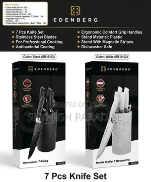 *New In! *
*7 PCS Rashnik Knife Set Colours- Black ,White