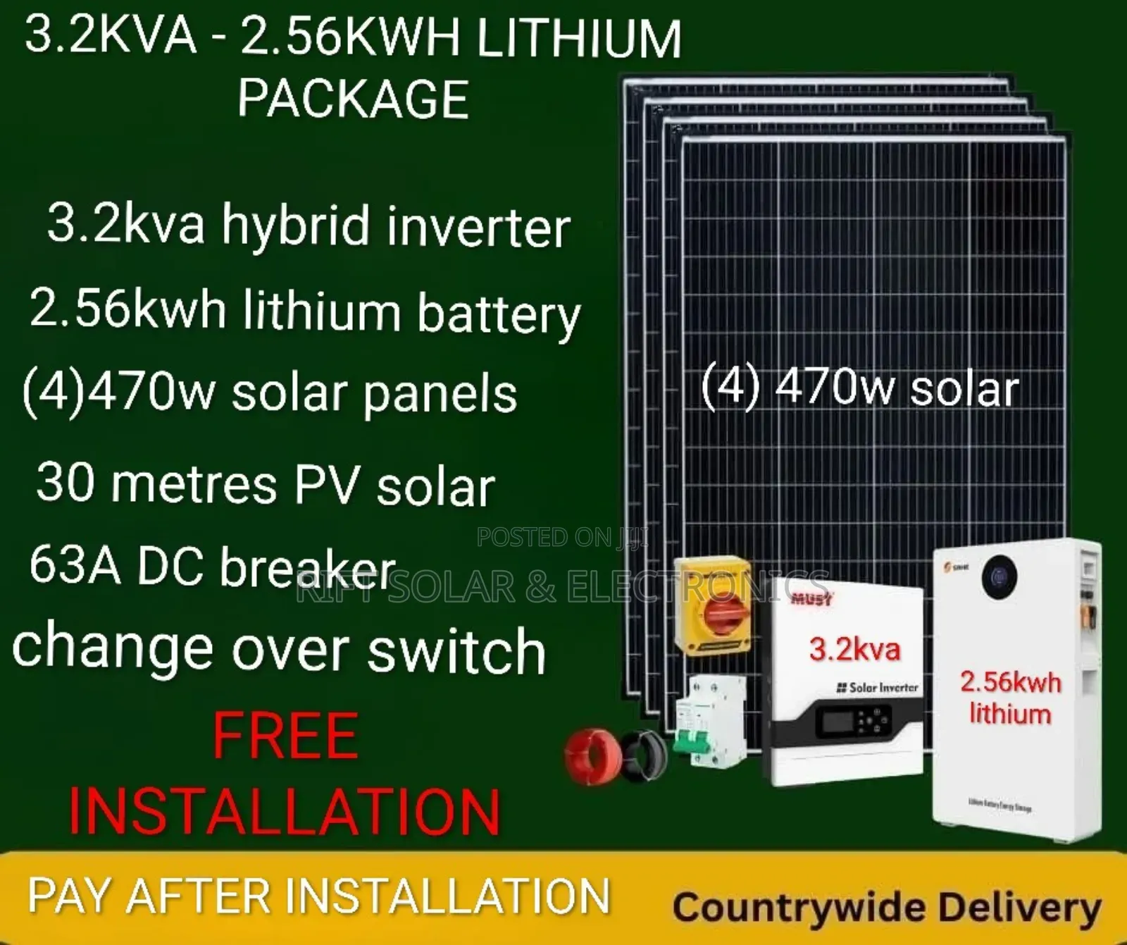 3.2kva - 2.56kwh Lithium Home Solar Solution Pay After Installation
