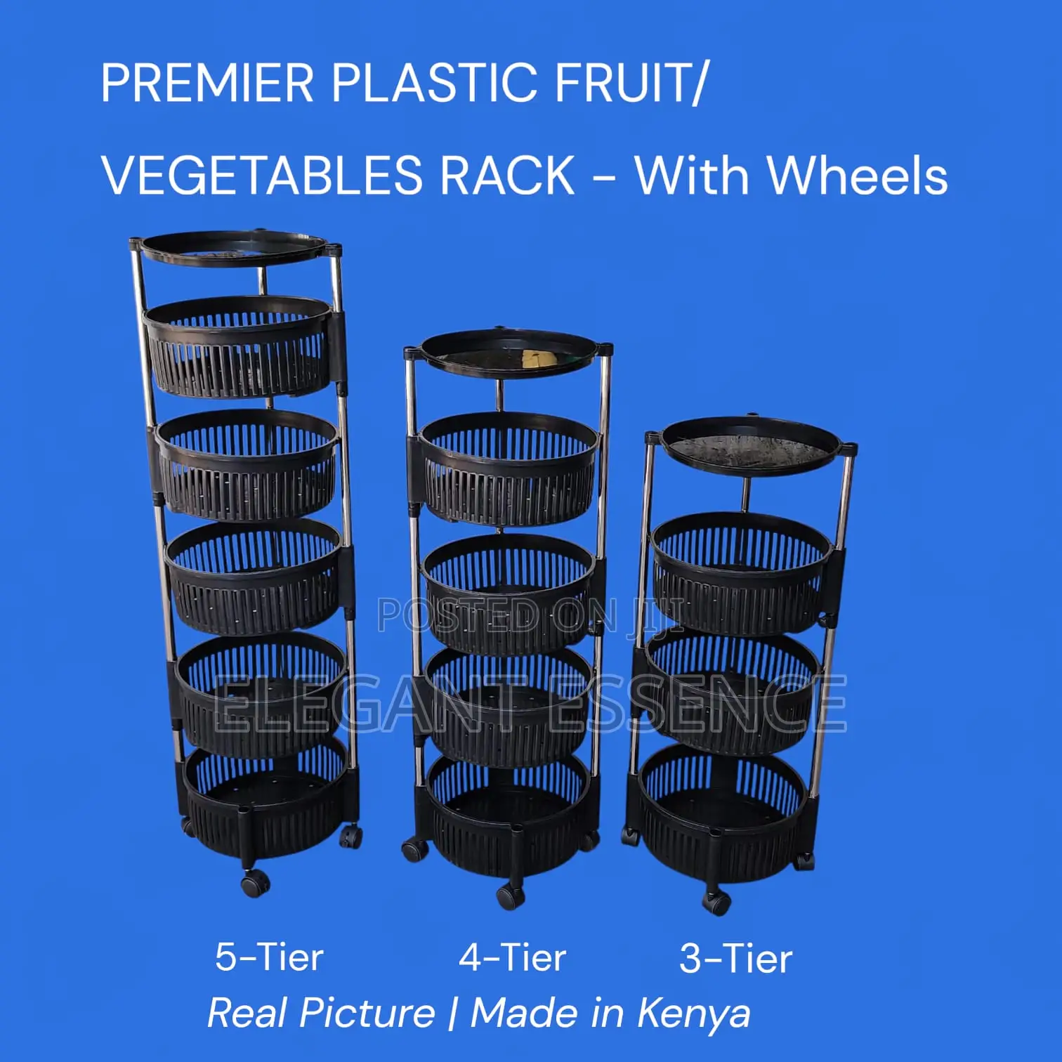 Premier Plastic 5 Tier Fruit Vegetables Rack (With Wheels)